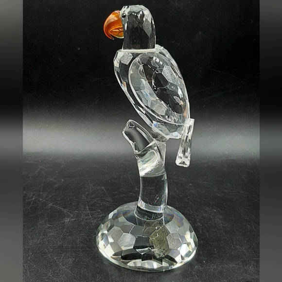 Shannon Clear Crystal Parrot Orange Beak Figurine 7" Tall Designs of Ireland - Picture 3 of 9